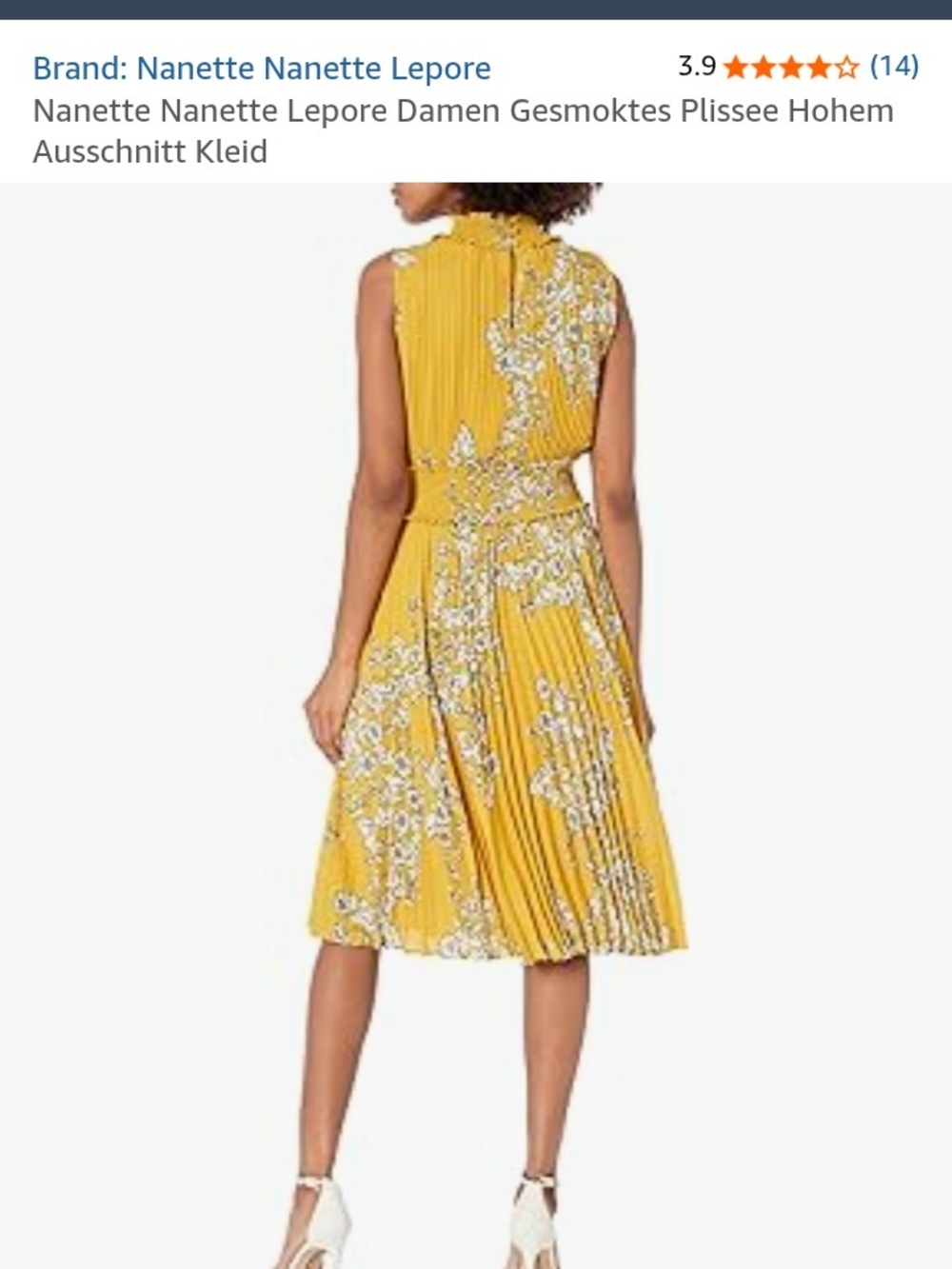 Nanette Lepore Yellow Floral Pleated Midi Dress Size 2 - Picture 2 of 7